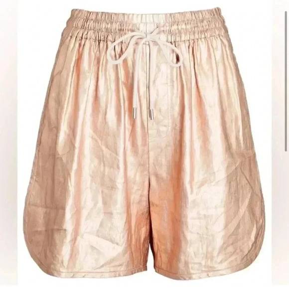 NEW A.L.C. Metallic Linen Shorts Rosegold size Small - Picture 10 of 11